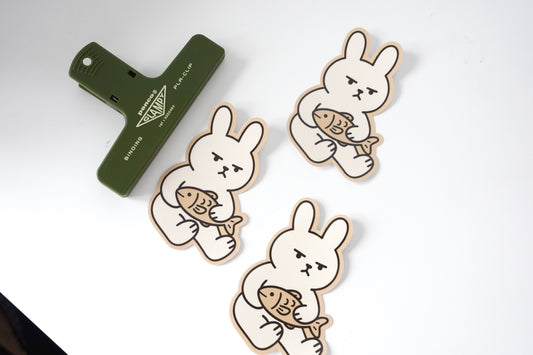 Grumpy Bunny "Touching Fish" – Individual Sticker 6x9cm